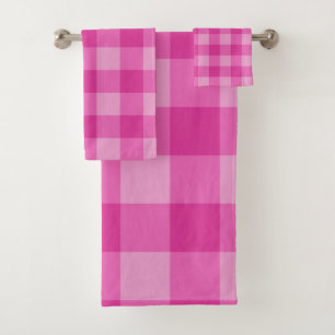 Conjunto De Toalhas Rosa Checkered da xadrez dos quadrados do rosa