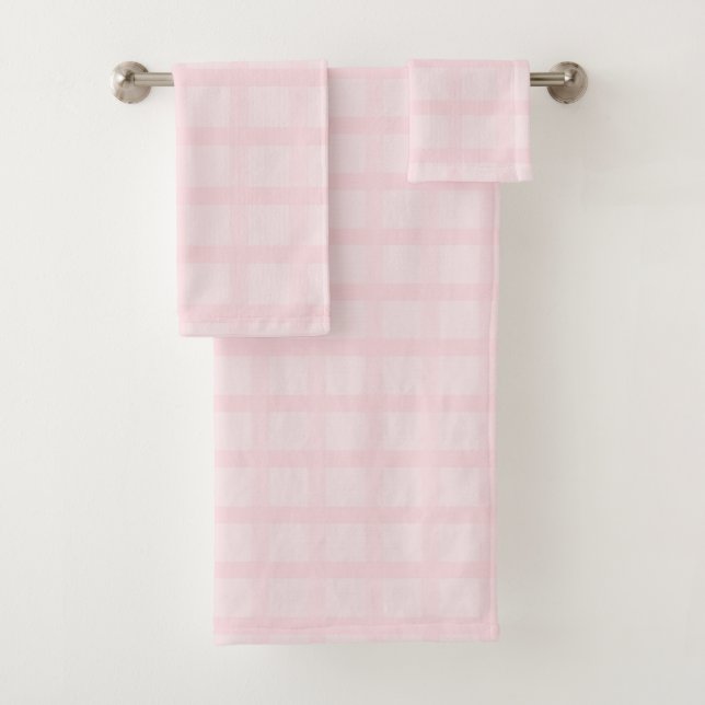Conjunto De Toalhas Rosa Chiclete E Gingham em Tom de Lavanda (Insitu)