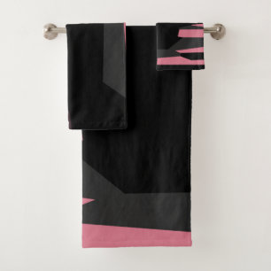 Conjunto De Toalhas rosa cinza e preto abstrato