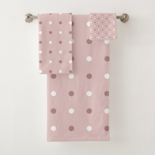 Conjunto De Toalhas rosa de chá (vermelho) e pontos brancos