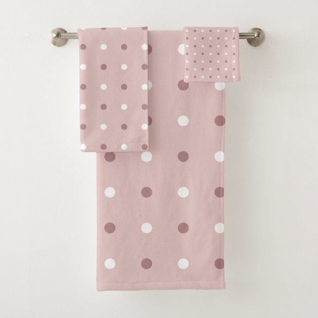 Conjunto De Toalhas rosa de chá (vermelho) e pontos brancos (Insitu)