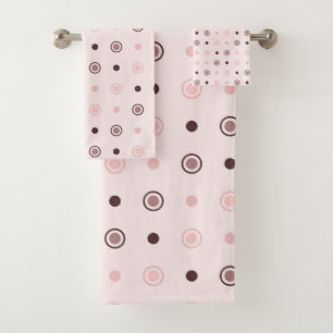 Conjunto De Toalhas rosa de chá (vermelho), mauve e pontos brancos
