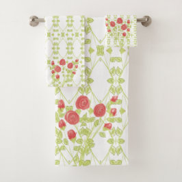 Conjunto De Toalhas Rosa de Flor Padrão