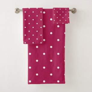Conjunto De Toalhas Rosa de framboesa e pontos brancos