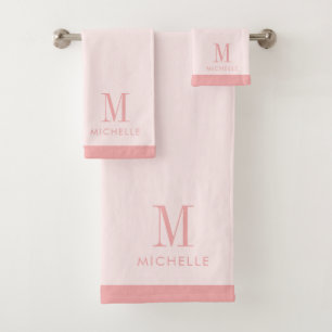 Conjunto De Toalhas Rosa de Monograma Moderno, Cor-de-rosa-rosa