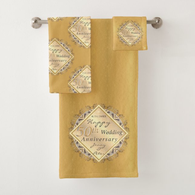 Conjunto De Toalhas rosa do 50º aniversário de casamento (Insitu)