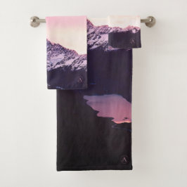 Conjunto De Toalhas Rosa dos roxos das montanhas do céu do *~* & foto