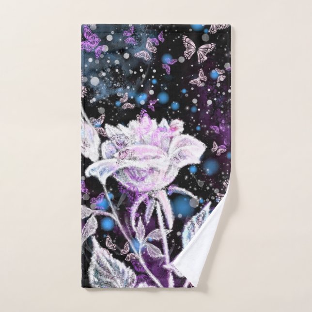 Conjunto De Toalhas Rosa e Borboletas Banho (Toalha de mão)