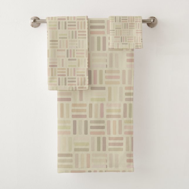 Conjunto De Toalhas rosa e verde Geométrico (Insitu)