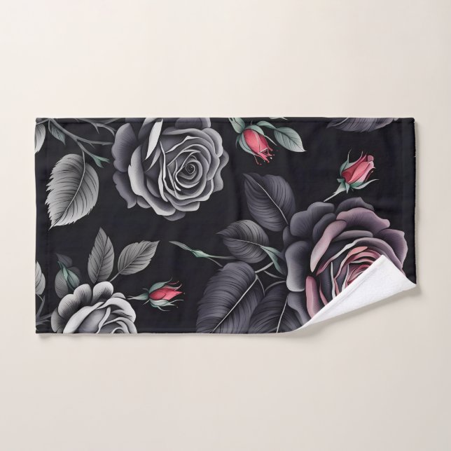 Conjunto De Toalhas Rosa Escuro de design de Arte Floral (Toalha de mão)