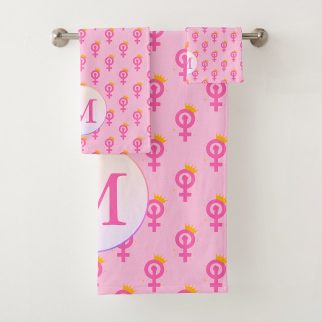 Conjunto De Toalhas Rosa Feminista Personalizado (Insitu)