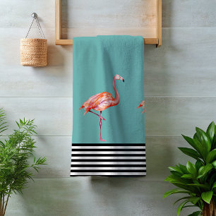 Conjunto De Toalhas Rosa Flamingo Verde Tropical Preto Branco Divertid