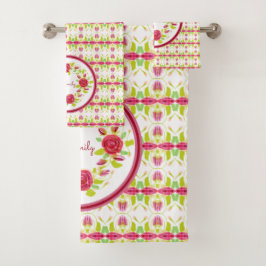 Conjunto De Toalhas Rosa Flor