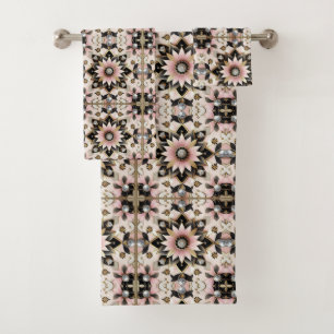Conjunto De Toalhas Rosa Floral Diamante Retro Moderno de Meados do Sé
