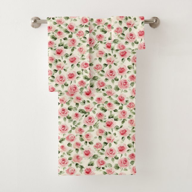 Conjunto De Toalhas Rosa Floral Rosa Linda (Insitu)