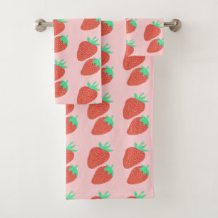 Conjunto De Toalhas Rosa frutado das morangos doces