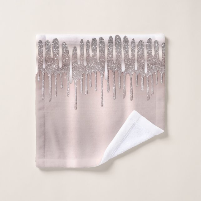 Conjunto De Toalhas Rosa Gelado Ouro Diamante Brilho Gotejamento (Pano de lavar)