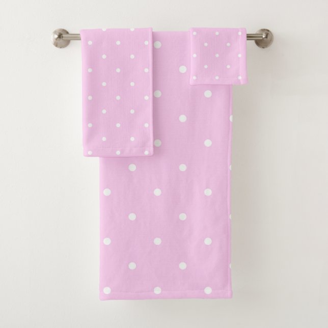 Conjunto De Toalhas Rosa lavanda com pontos brancos (Insitu)