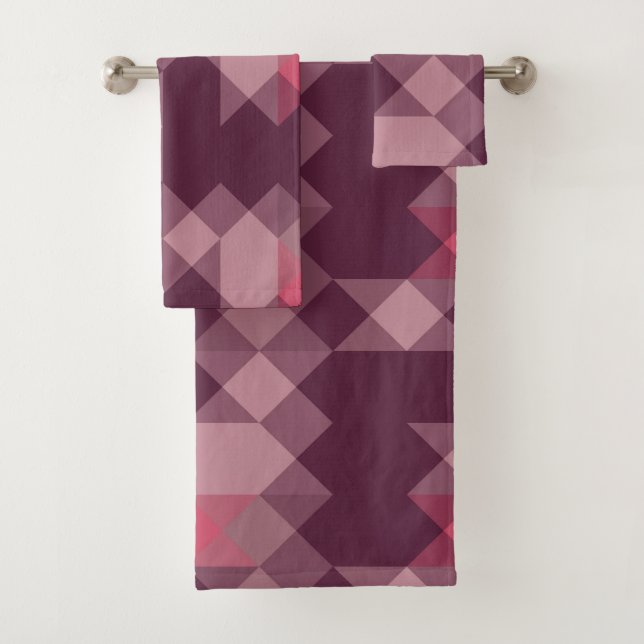 Conjunto De Toalhas rosa, malva, geométrico rosa (Insitu)