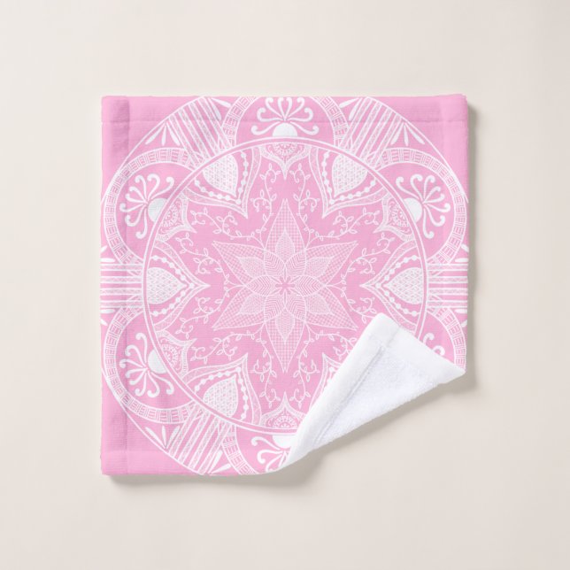Conjunto De Toalhas Rosa Mandala (Pano de lavar)