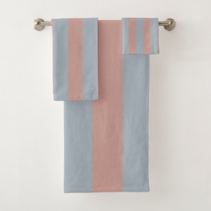 Conjunto De Toalhas Rosa Milenar e Listras de Bloco de Cor Azul Gelo