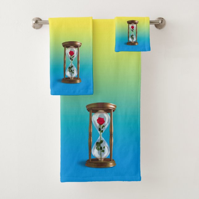 Conjunto De Toalhas Rosa na ampulheta (Insitu)