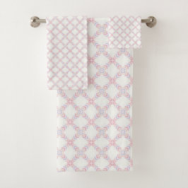Conjunto De Toalhas Rosa Pastel Suave Micro Geométrico Sem Costura