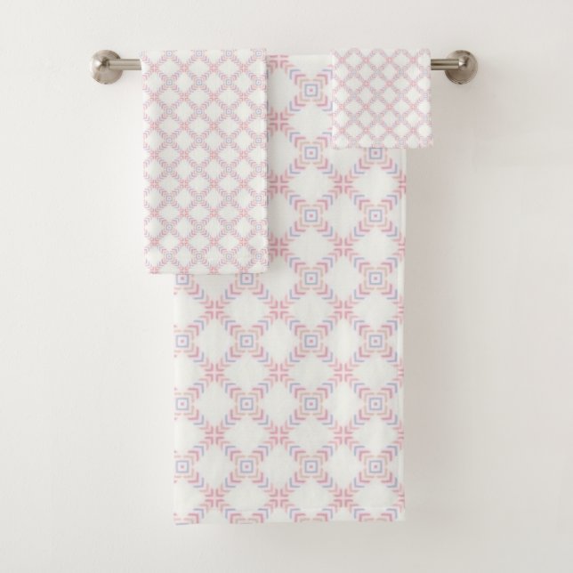 Conjunto De Toalhas Rosa Pastel Suave Micro Geométrico Sem Costura (Insitu)