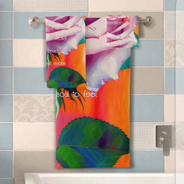 Conjunto De Toalhas Rosa rosa-fria-negrito em Artsy Boêmia Bloompoeira (Criador carregado)