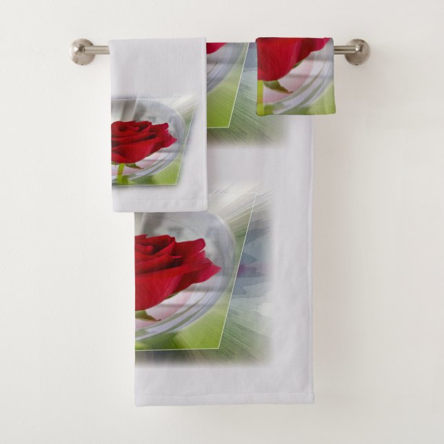 Conjunto De Toalhas Rosa vermelha 2 (Insitu)