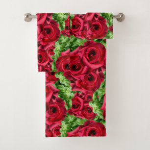 Conjunto De Toalhas Rosa vermelha Path Flower Garland