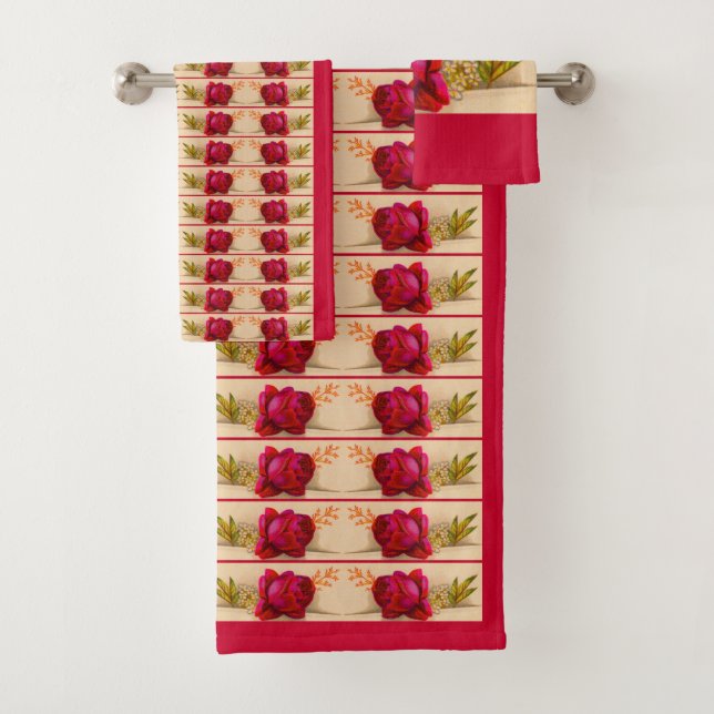 Conjunto De Toalhas Rosa vermelha vitoriana (Insitu)
