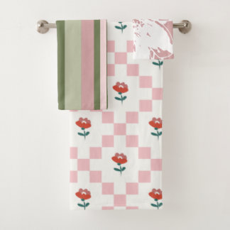 Conjunto De Toalhas Rosa y verde aesthetic