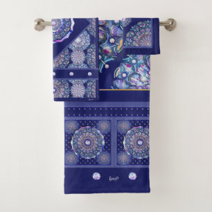 Conjunto De Toalhas Rosace Azul