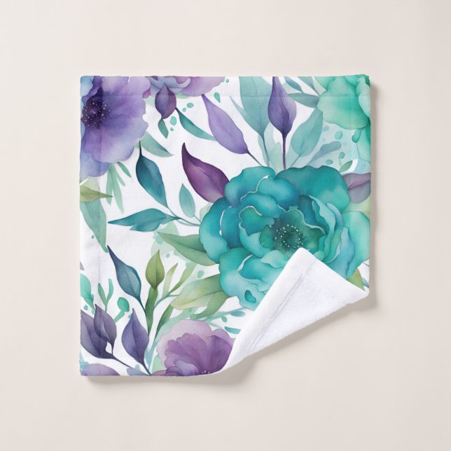 Conjunto De Toalhas Rosas Azuis Sangue de Aquarelas Rúplas (Pano de lavar)