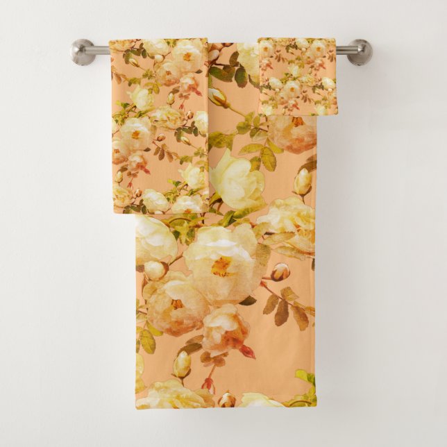 Conjunto De Toalhas Rosas brancas românticas em laranja (Insitu)