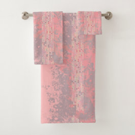 Conjunto De Toalhas Rosas coral meninas estilo surf spray e pontos