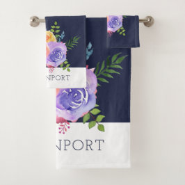 Conjunto De Toalhas Rosas de Aquarela Moderna Buquê Floral