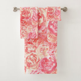 Conjunto De Toalhas Rosas de Aquarela Rosa-Cinza Elegante