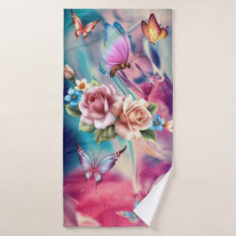 Conjunto De Toalhas Rosas e borboletas