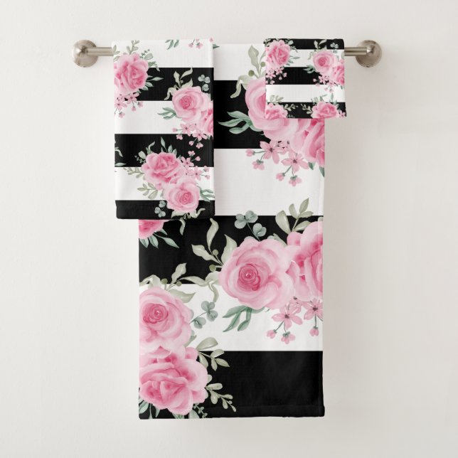 Conjunto De Toalhas Rosas Florais bonito Cor de Água (Insitu)