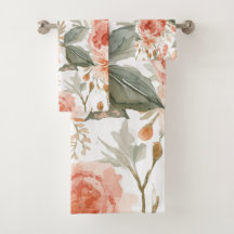 Rosas Laranja Aquarela Botânica Coral Floral