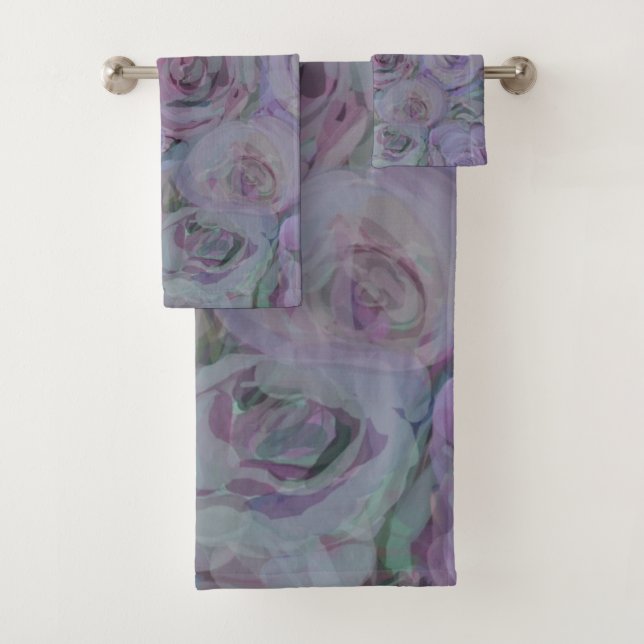 Conjunto De Toalhas Rosas Lavanda Arte Aquarela (Insitu)