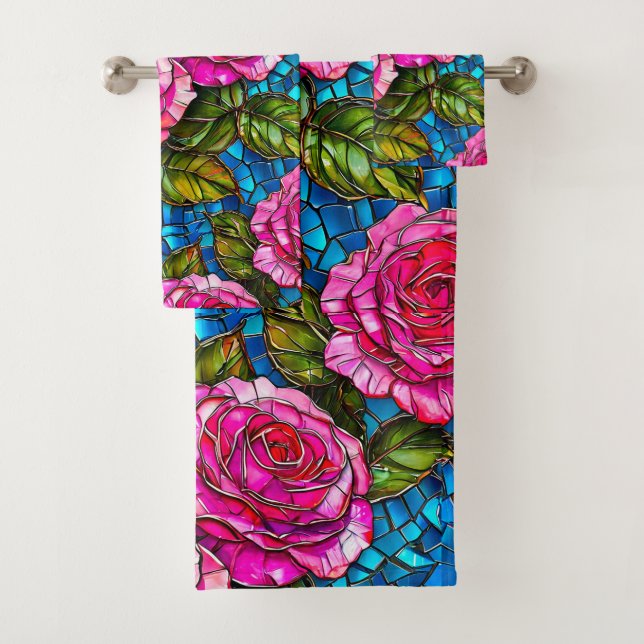 Conjunto De Toalhas Rosas mosaico rosa  (Insitu)