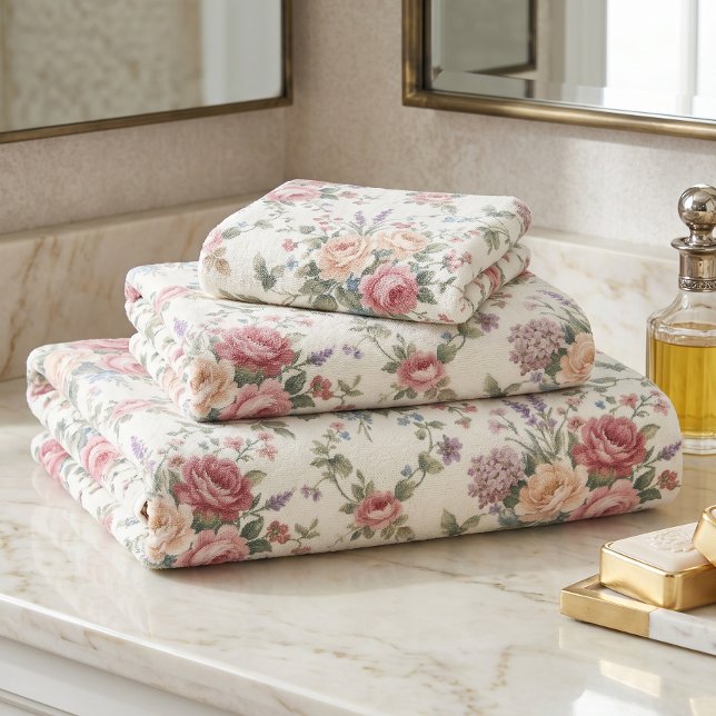 Conjunto De Toalhas Rosas Pastel Elegantes Shabby Chic (Criador carregado)