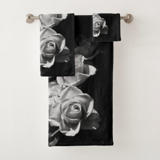 Conjunto De Toalhas Rosas preto e branco