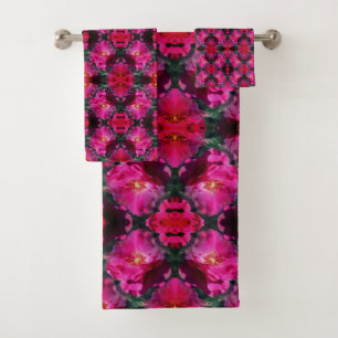 Conjunto De Toalhas Rosas Rosa Abstrato Arte Floral