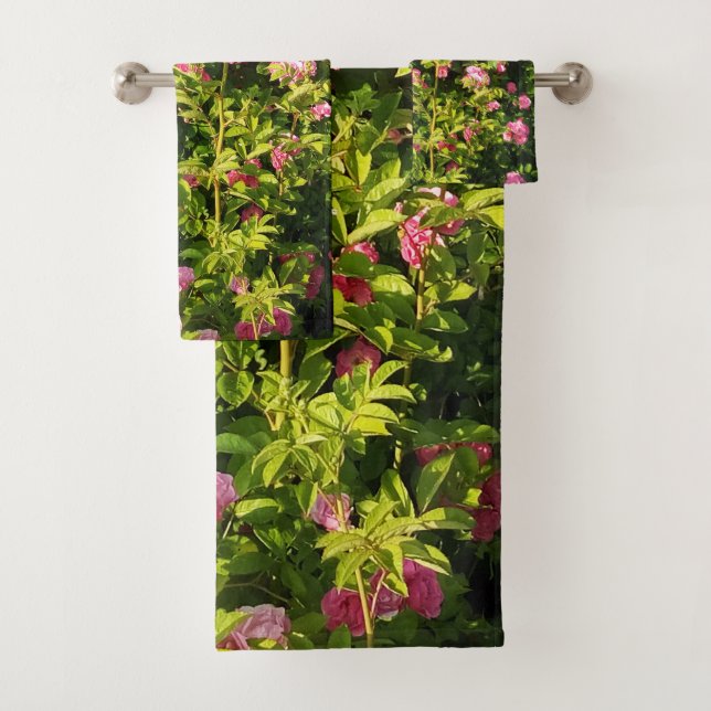 Conjunto De Toalhas Rosas rosa na floração (Insitu)