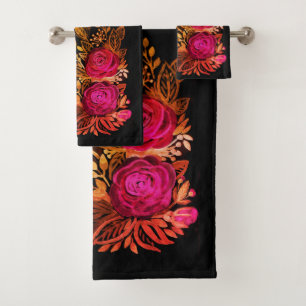 Conjunto De Toalhas rosas Roxos de Aquarela