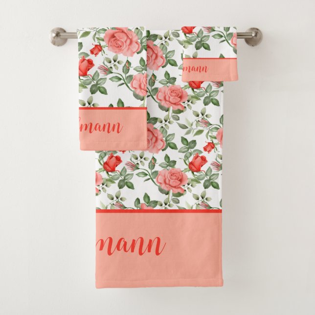 Conjunto De Toalhas Rosas Vermelhas Rosas Florais Flores Presente Eleg (Insitu)